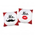 Kissen Set Moustache Mr. & Mrs. mit oder ohne Füllung