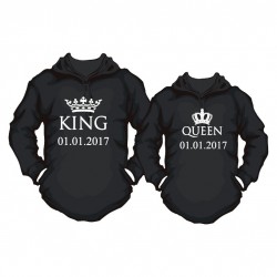 Partner Hoodie Set King. & Queen. mit Wunschdatum