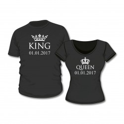 T-Shirt Set King. & Queen. mit Wunschdatum