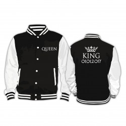 Partner Collage Jacke Set King & Queen mit Wunschtext